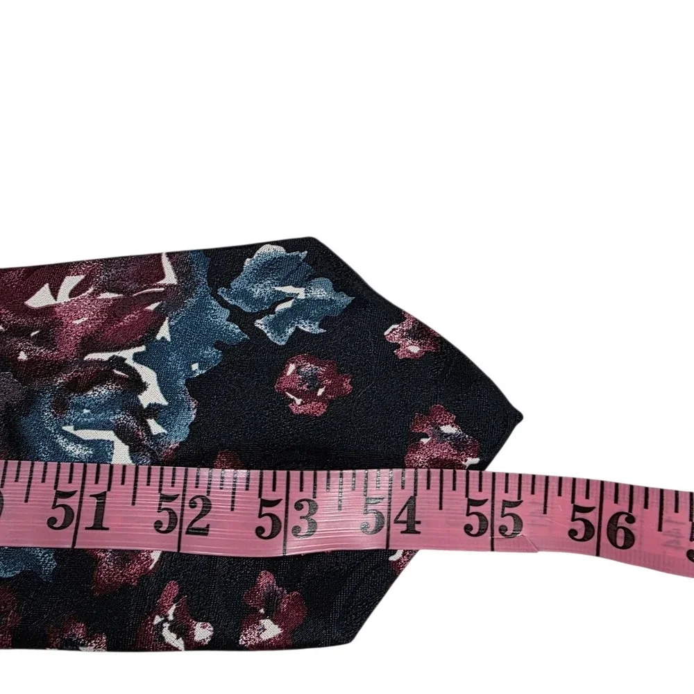 DONBERRY & KEATS‎ Silk Floral Mens Neck Tie Navy Blue Burgundy Blue Formal Work